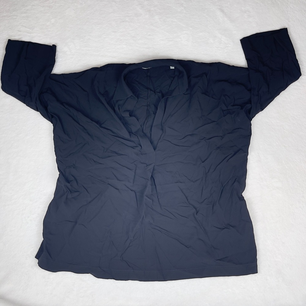 Vince Tunic Top Women's Small Black Relaxed Fit Casual Long Sleeve Collared